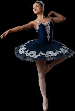 Ballerina en pointe in a navy classical tutu